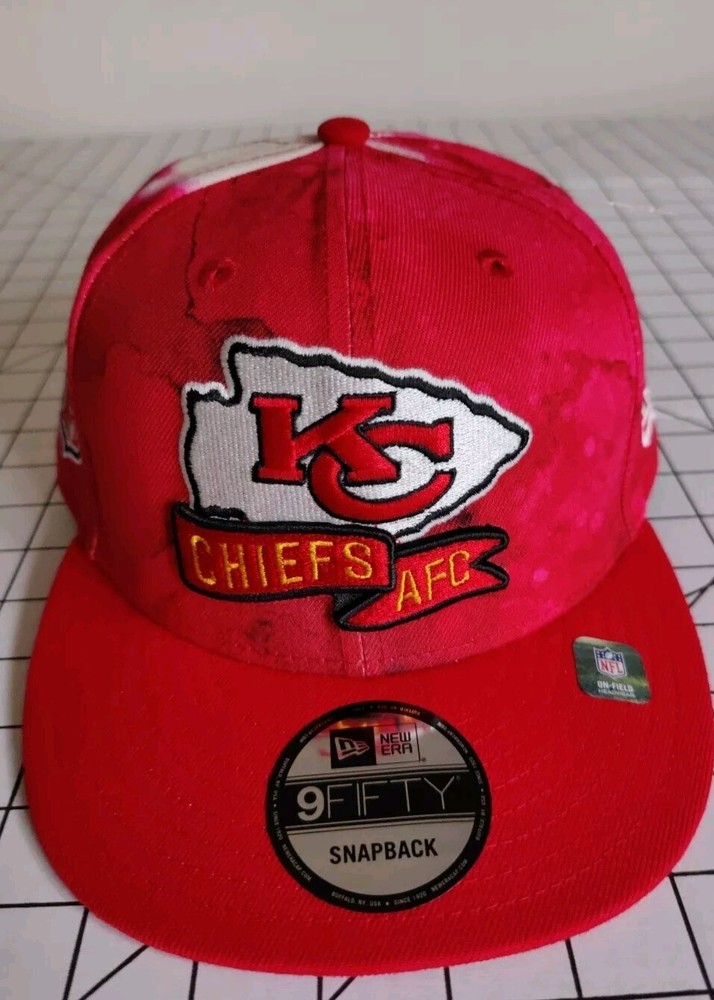 Kansas City Chiefs Mens KC NFL New Era Hat 9Fifty Red/White Ink Dye Snapback New