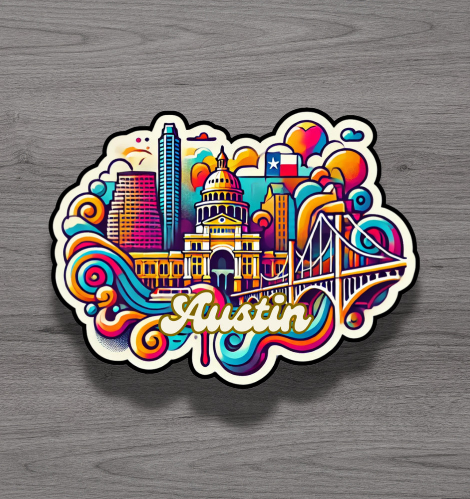 Austin Texas Fridge Magnet or Laptop Sticker