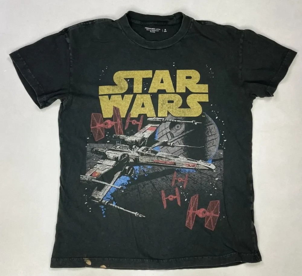 Abercrombie Fitch Star Wars Shirt Medium Graphic Tee Black Cotton FAST SHIPPING