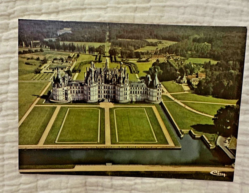 Vintage Aerial View Postcard of Château de Chambord, Loire Valley France