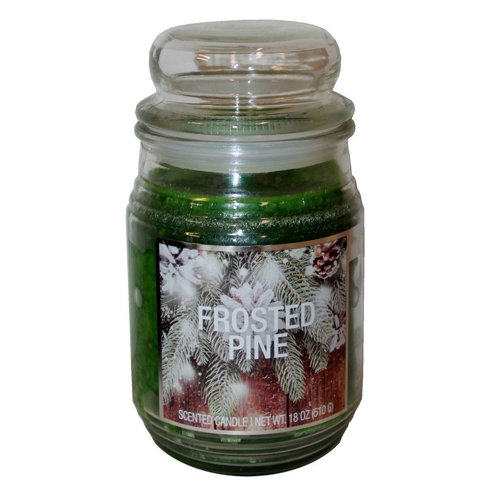18806 - 18 Ounce Frosted Pine Scented Jar Candle with Fragrant Aromatherapy |Sce