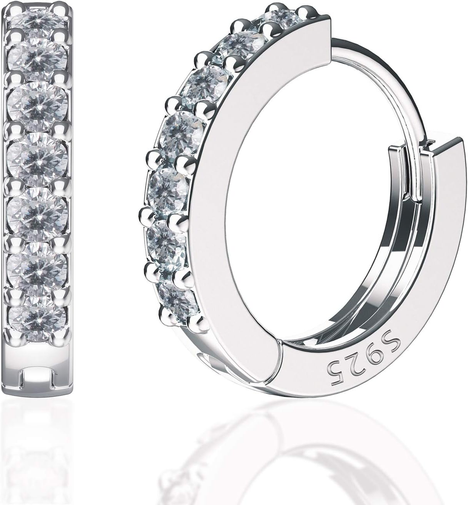 925 Sterling Silver Huggie Hoop Earrings for Women Girls-Tiny Small Cartilage...