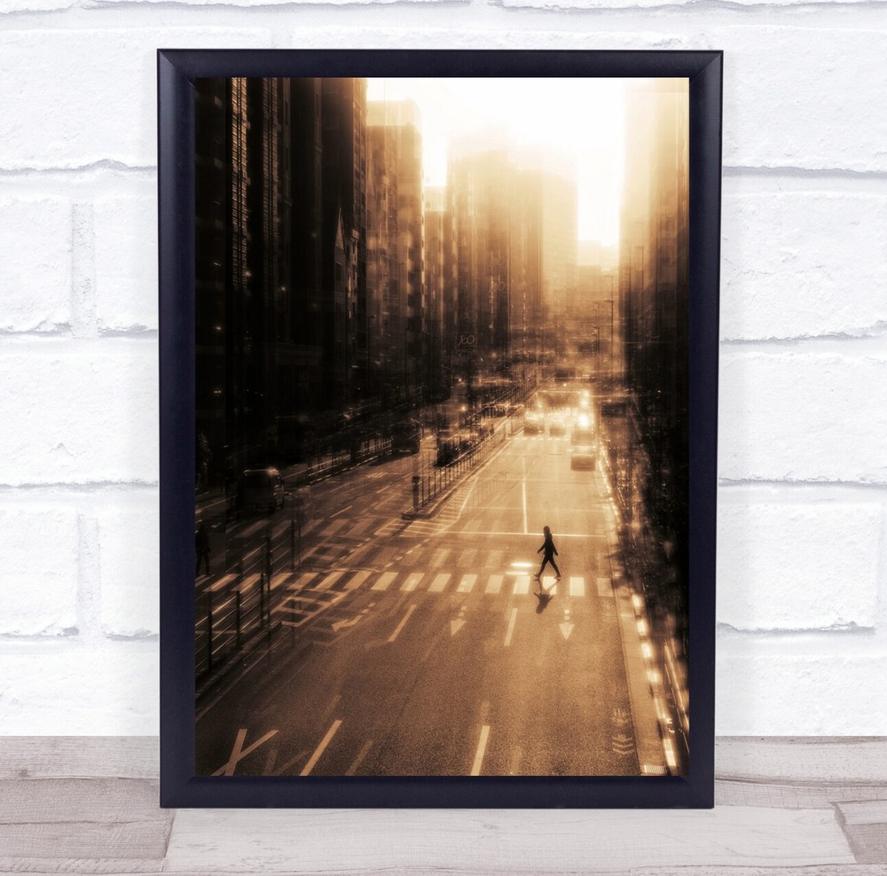 Street Gold Golden Orange Light Sunlight Double Exposure Wall Art Print