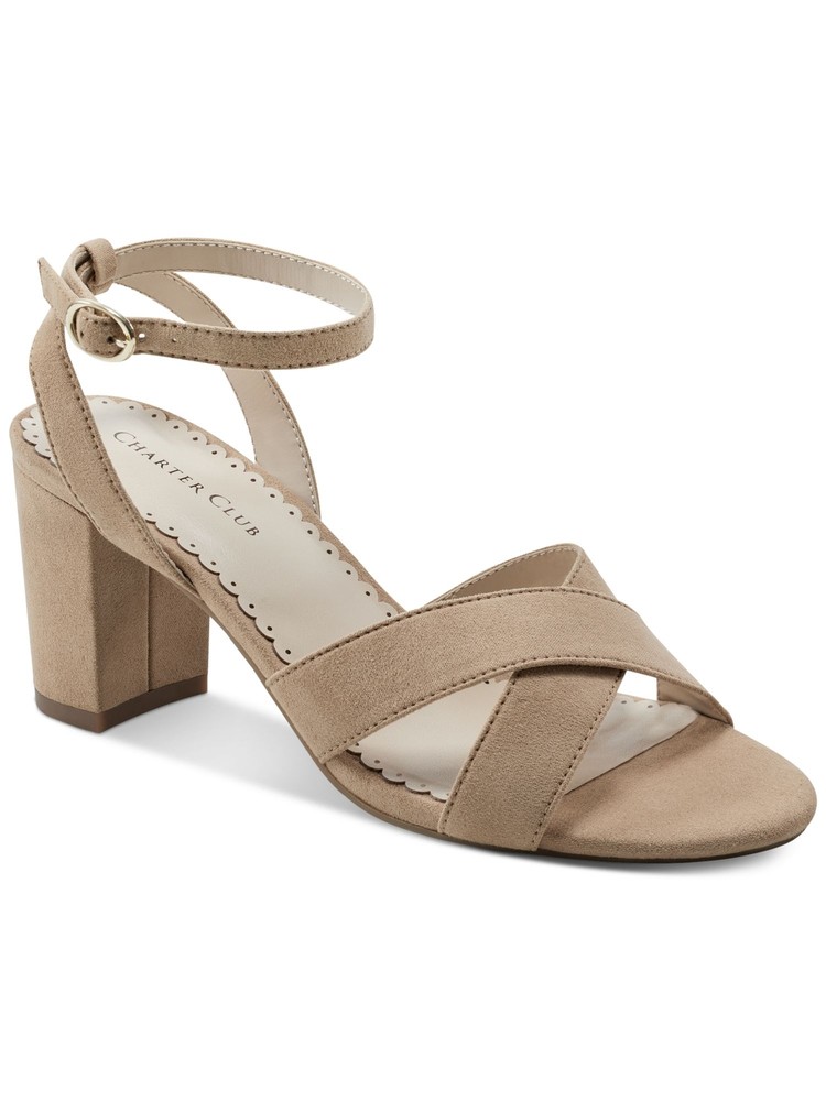 CHARTER CLUB Womens Beige Padded Kyraa Open Toe Block Heel Sandals Shoes 9 M