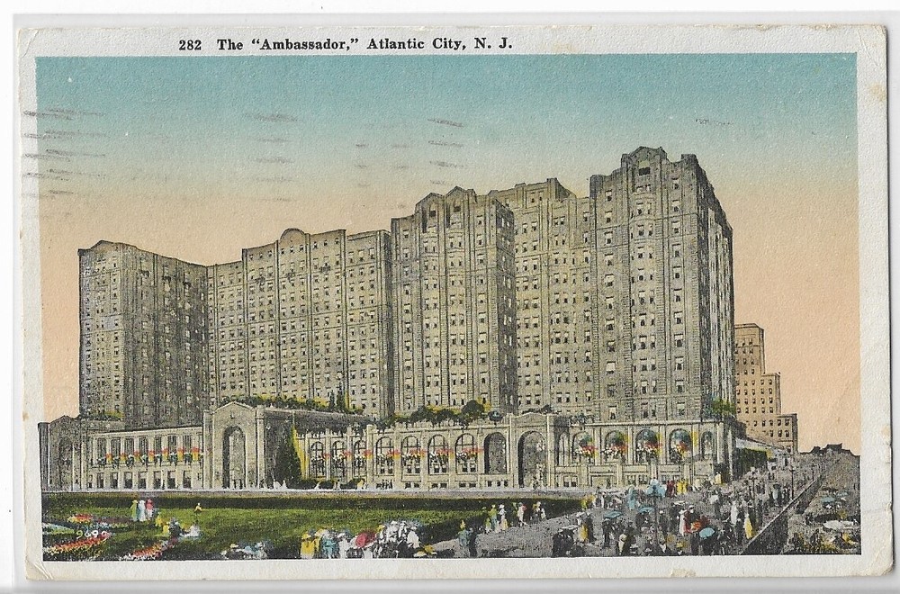 Vtg Postcard - The Ambassador Hotel - Atlantic City, NJ 1920