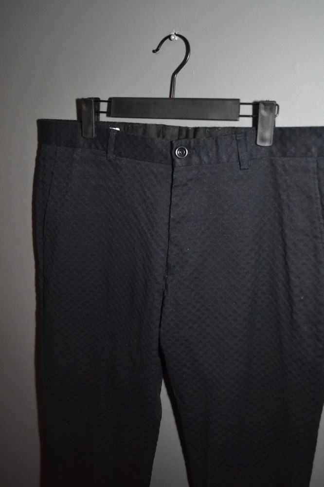 Dries Van Noten size 52 Jacquard Black Cotton Pants Trousers