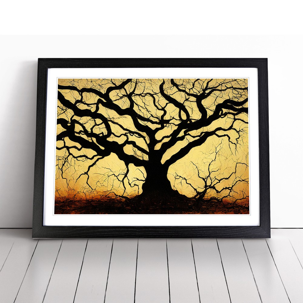 Handsome Oak Tree Framed Canvas Wall Art Print Poster Picture, Home Decor