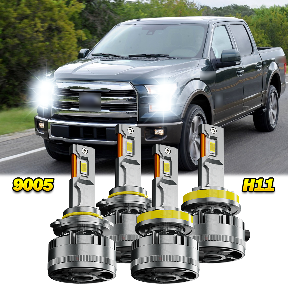 4x 9005 H11 LED Combo Headlight Bulbs High Low Beam Kit Extremely White