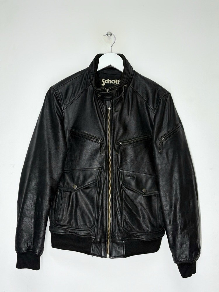 Schott USA Army Type Garment Leather Jacket Vintage Black Men’s Size Small