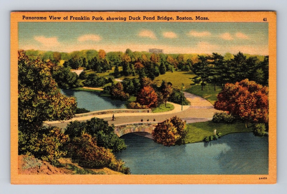 Boston MA-Massachusetts, Franklin Park, Duck Pond Bridge, Vintage Postcard
