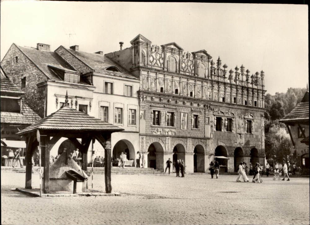 RPPC Market Square Kazimierz Dolny Poland vintage postcard z965