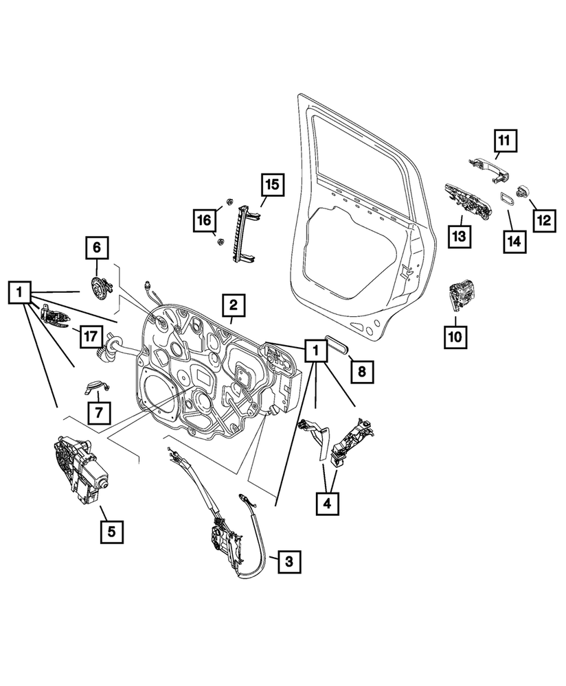 Genuine Mopar Rear Door Module Left 68411789AA