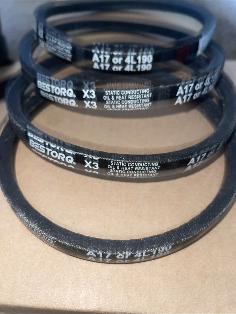 BESTORQ LOT OF (4) A17 or 4L190 V-Belt, Wrapped Rubber X3 V-Belt, Black, 19
