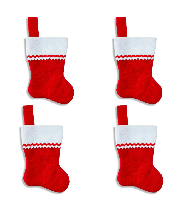 Red Mini Christmas Stockings, 4 Count, by Holiday Time