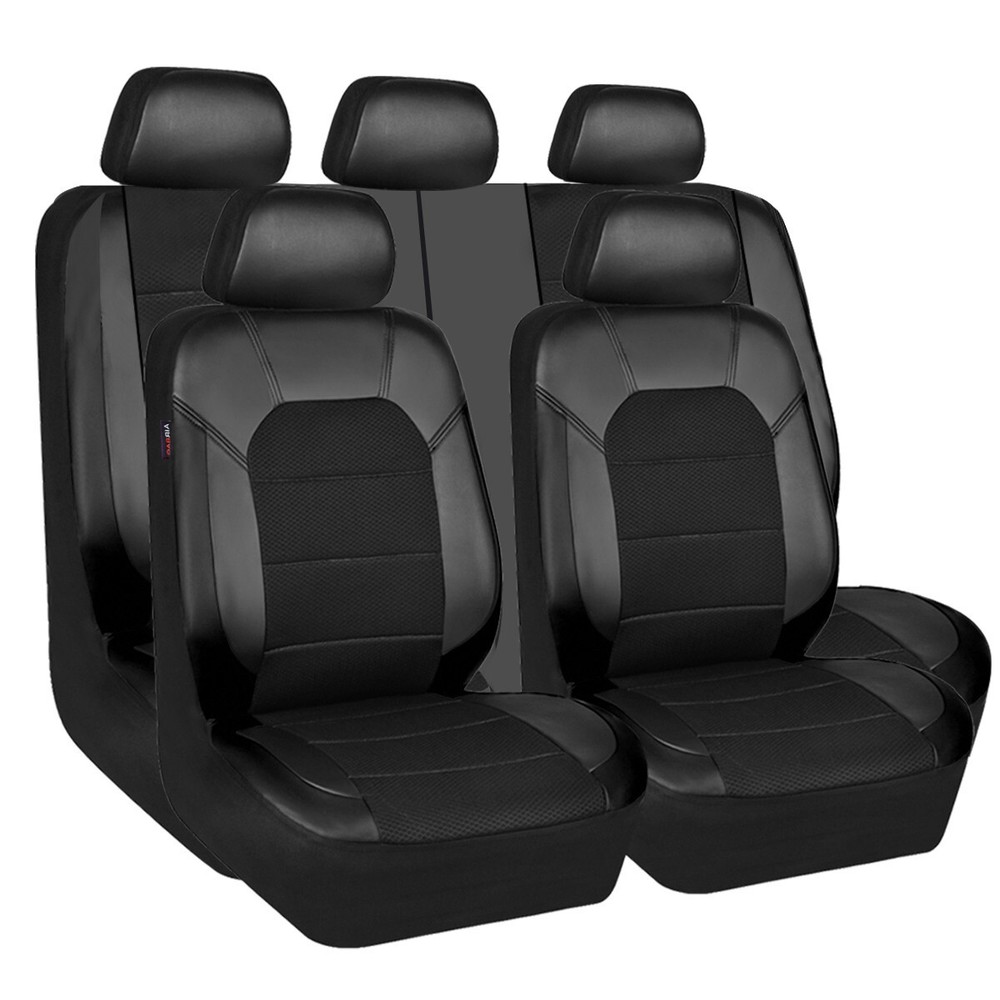 Full Set Car Seat Covers Chair Cushion Protector PU Leather Interior Accessories