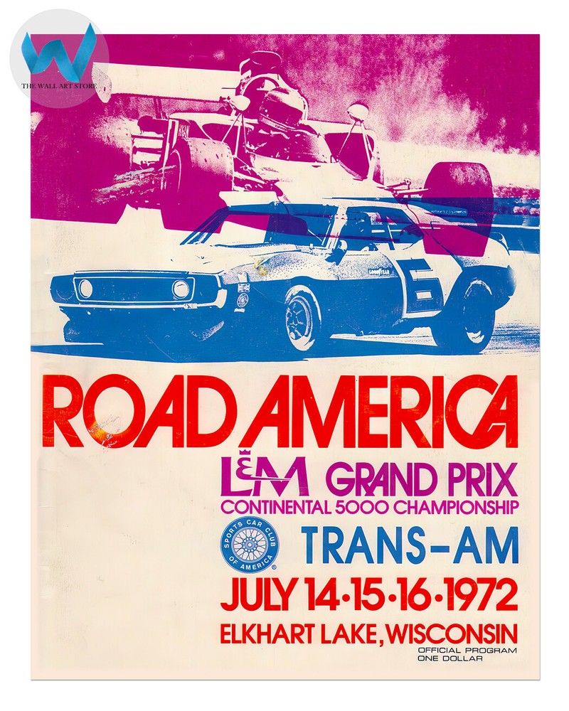 1972 US Grand Prix Poster RoadAmerica F1 Racing Wall Art 12X16/16X20/18X24/24X36