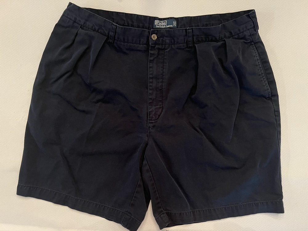POLO RALPH LAUREN Shorts Mens 42 NAVY Tyler Chino Front Pleated Casual Outdoor