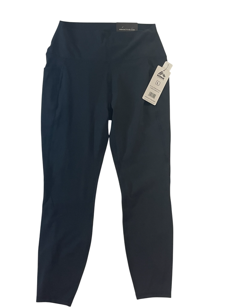 RBX. Women's black leggings size L/G. 75% Polyester. Made in Vietnam.