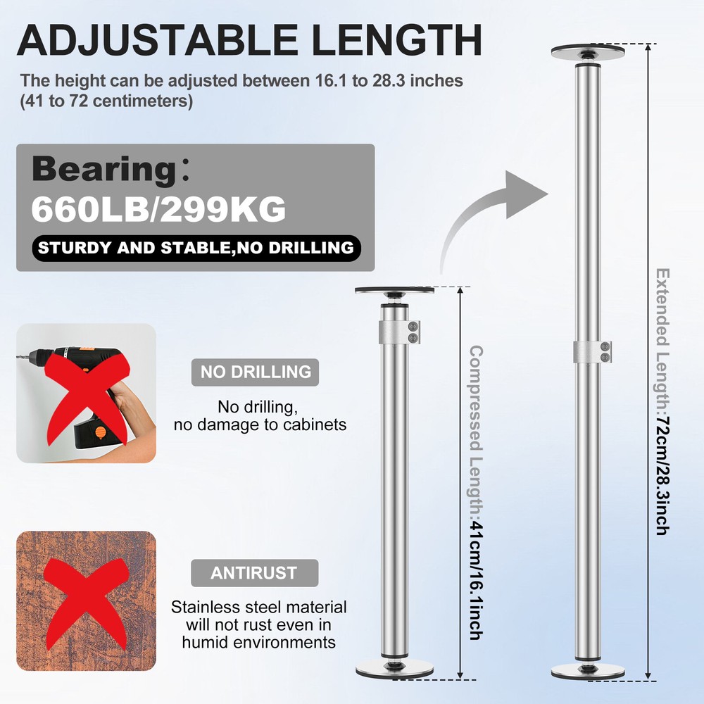 2Pcs Undermount Sink Bracket Stainless Steel Sink Support Leg Telescopic↤