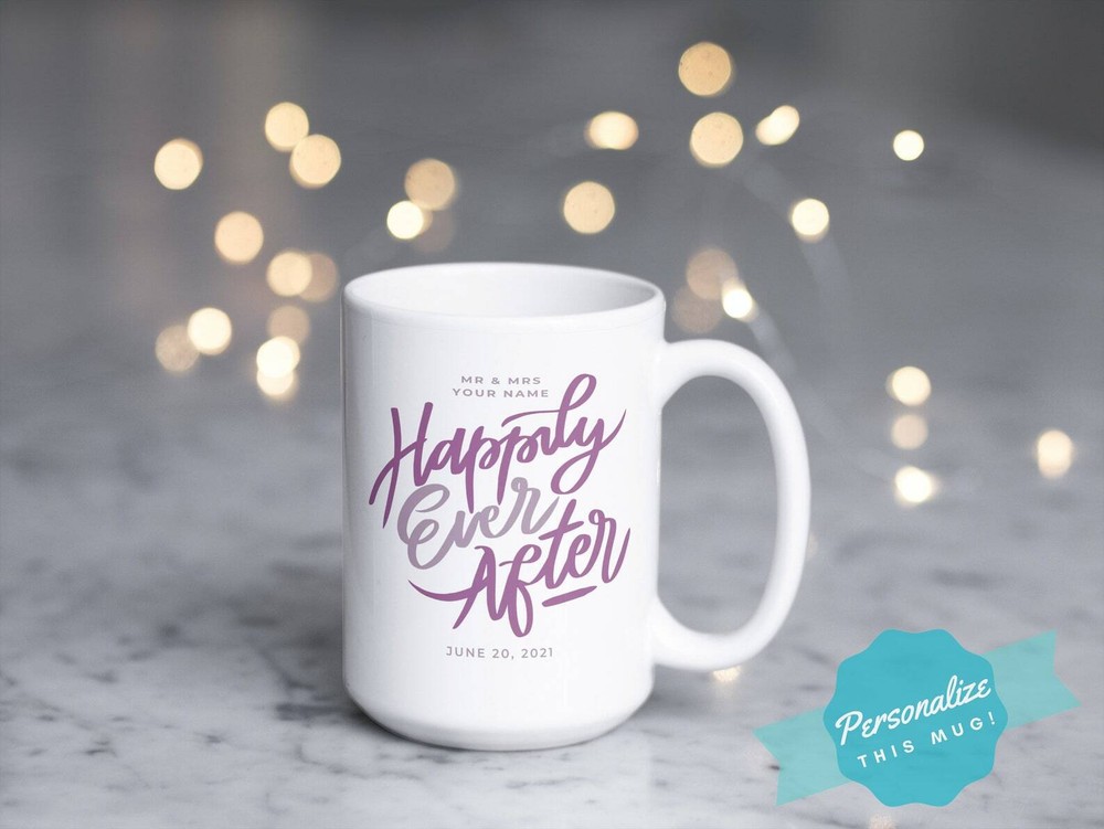 Happily Ever After Personalized Mug Gift Available In Black White Or Two Toned