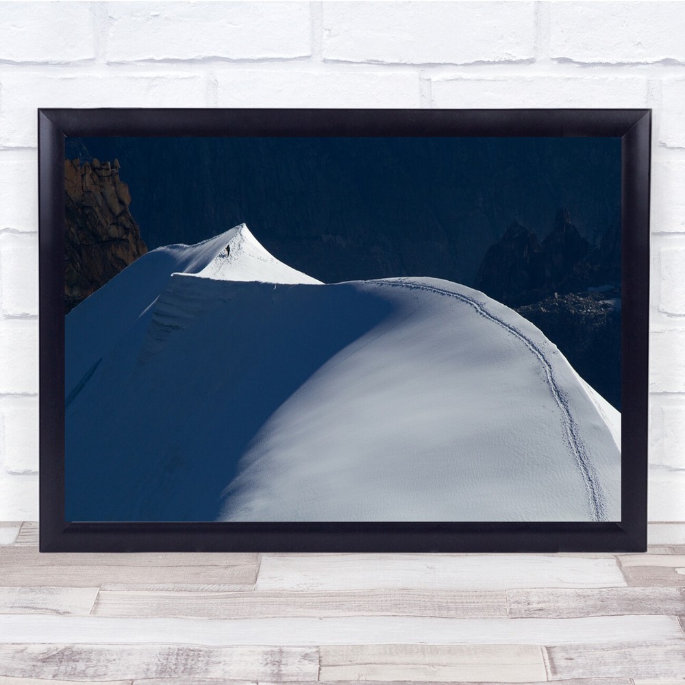 En Chemin Snow mountain pathway person hiking Wall Art Print