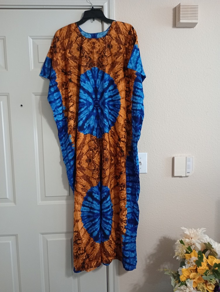 African Dera Kaftan Dress One Size Multi Color