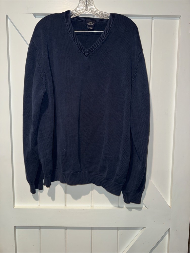 Brooks Brothers Men's Large Navy V-neck 100% Supima Cotton Sweater Preppy