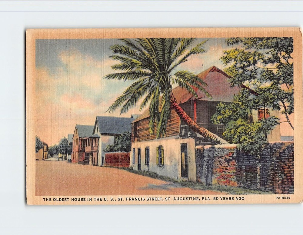 Postcard Oldest House St. Francis Street Saint Augustine Florida USA