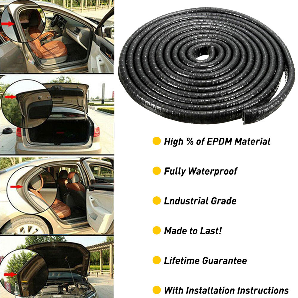 16FT U Rubber Shape Seal Car Door Edge Guard Molding Trim Protectors Strip Black