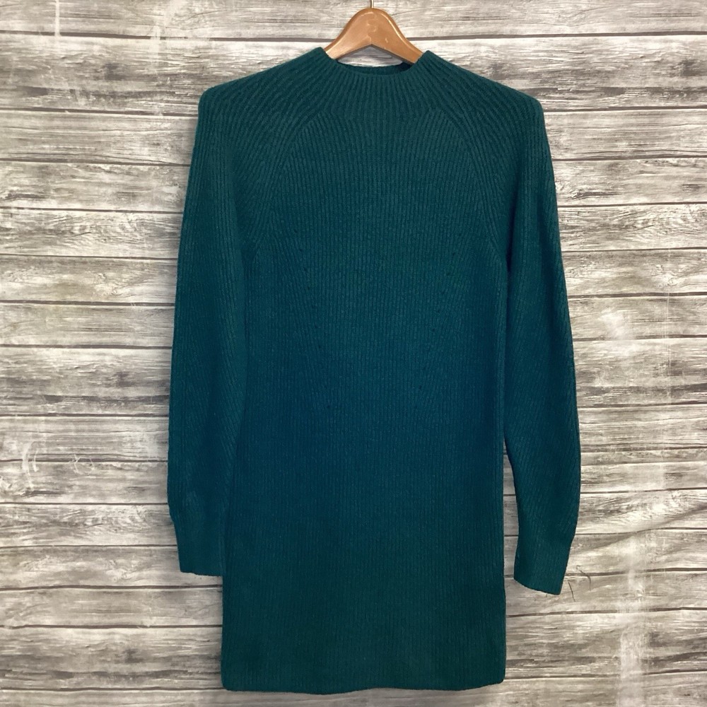 Abercrombie & Fitch Sweater Dress Womens Small Green Long Sleeve Mock Neck