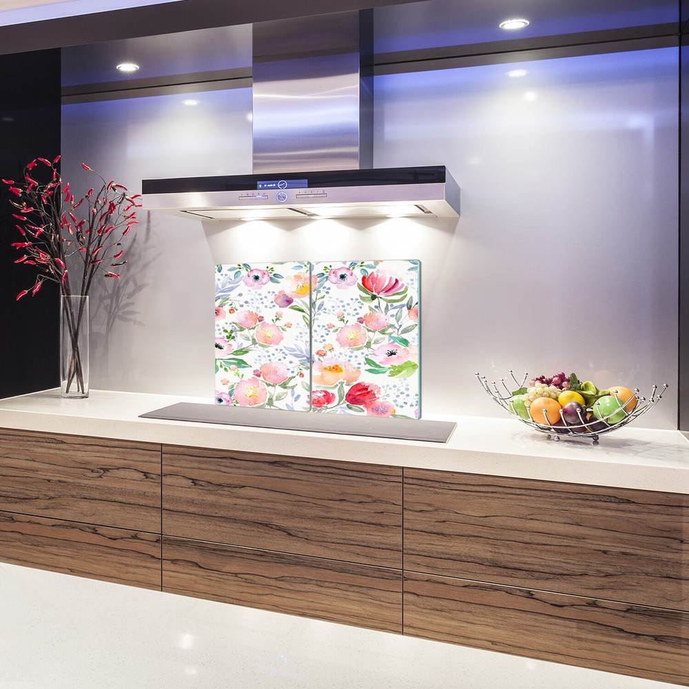 Tempered Glass Chopping Cutting Board Dreamy floral Watercolour Pastel Soft art