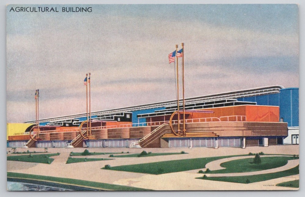 1933 Chicago World's Fair Agricultural Building A Century of Progress Postcard