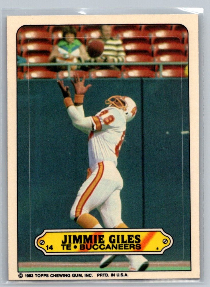 1983 Topps Jimmie Giles Tampa Bay Buccaneers Sticker #14 NFL Football
