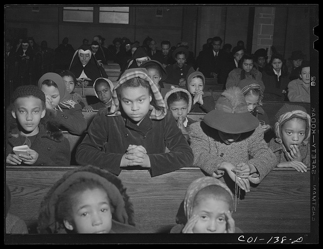 Photo:Chicago Illinois 1942 Negro Catholic Church Mass South Side Children