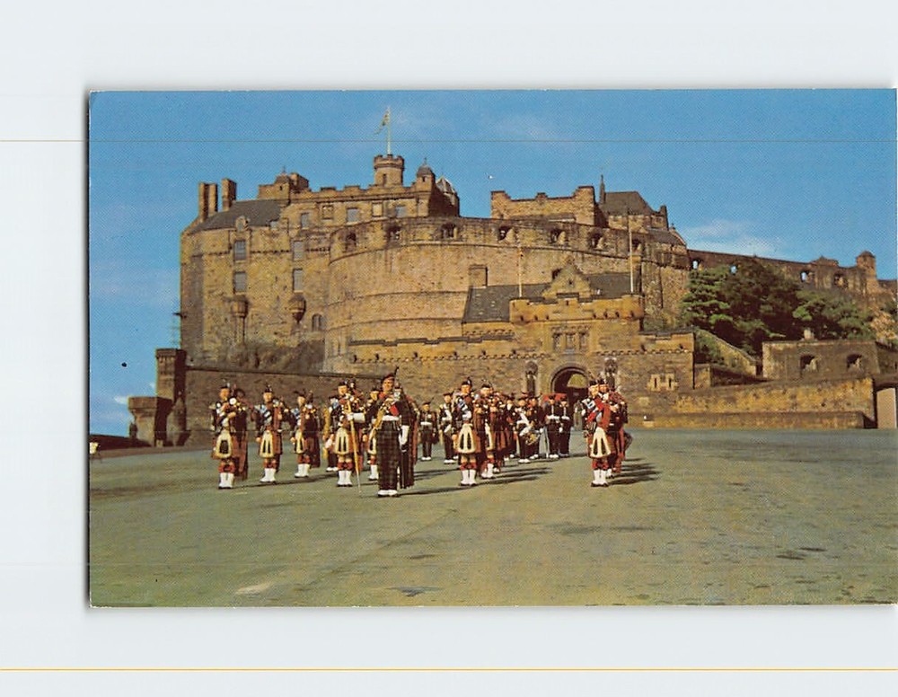 Postcard Highland Pipers on Parade at Edinburgh Castle Scotland