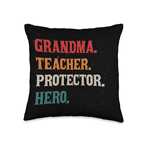 Teacher Protector Hero Grandmother Grandma Throw Pillow, 16x16, Multicolor