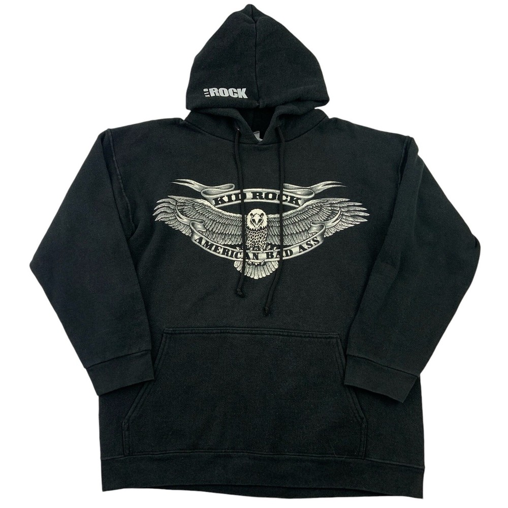 Y2K Vintage Kid Rock American Badass Hoodie M Black Heavyweight USA