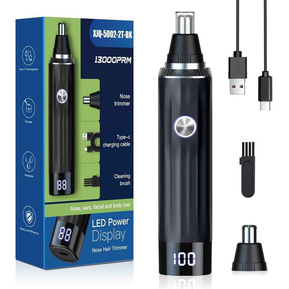2025 Rechargeable LED Display Ear & Nose Hair Trimmer for Men and Women
