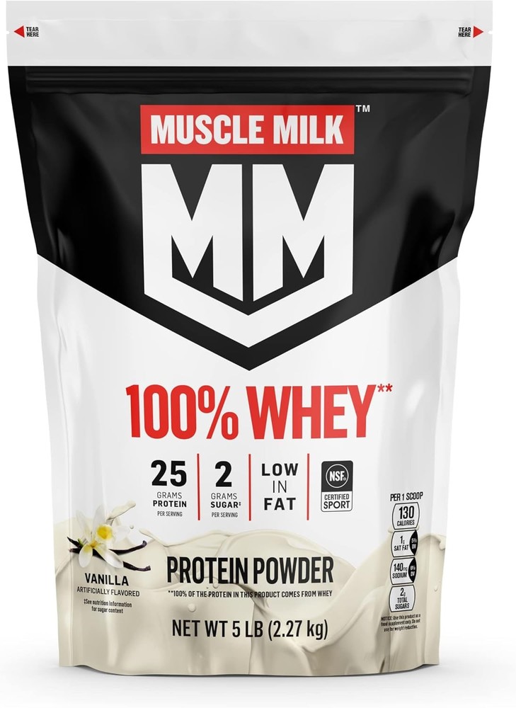 Muscle Milk 100% Whey Protein Powder Vanilla 5lb Pack
