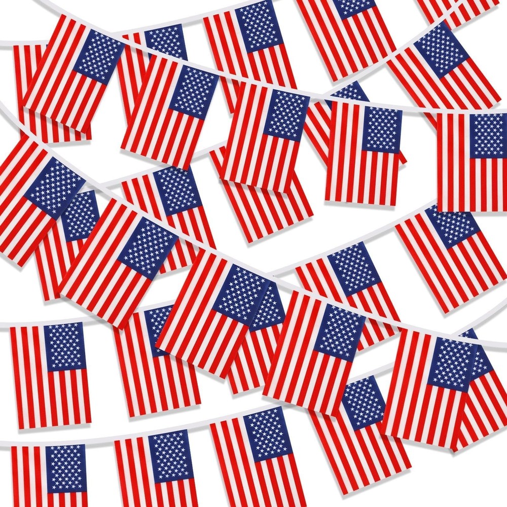 100 Pcs American Flag Banner, 105 Ft USA Flags Bunting Banners for Fourth of ...
