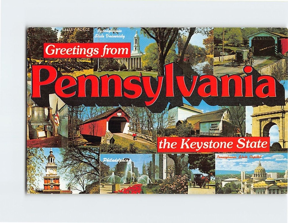 Postcard Greetings from Pennsylvania the Keystone State USA