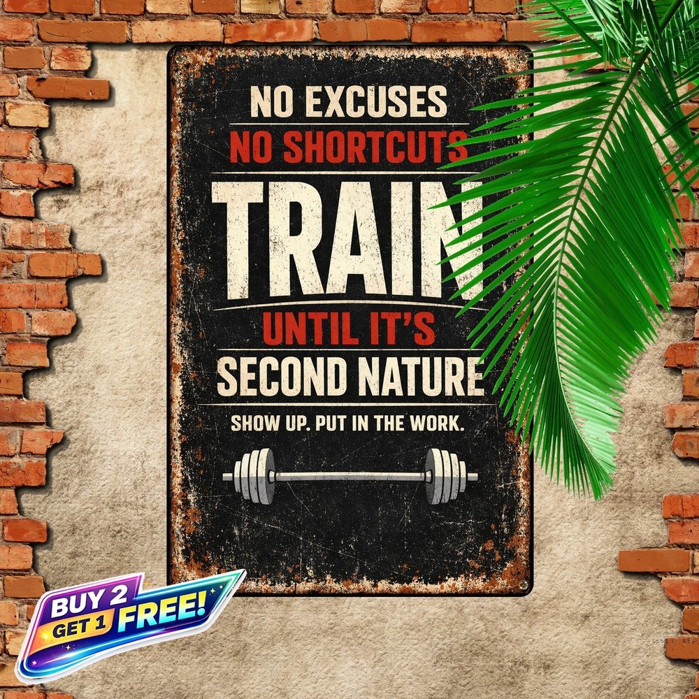 Weightlifting Gym Motivation Wall Art Metal Tin Sign 8x12