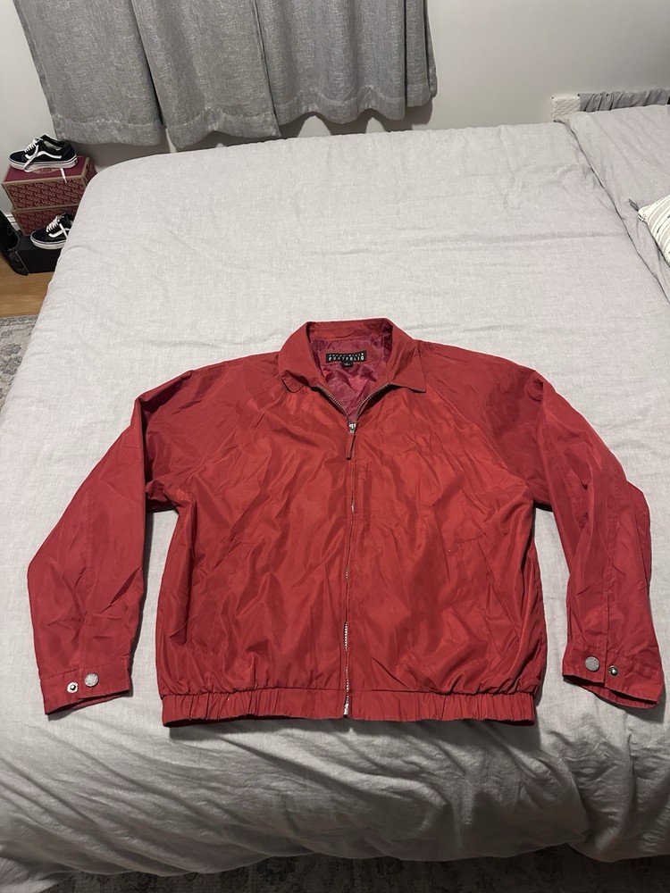 Vintage Perry Ellis Portfolio Maroon Zip Up Jacket Men’s Large Y2K