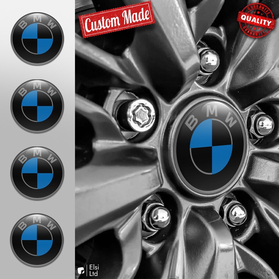 BMW Wheel Cap Decals - 4pc Custom Rim Emblem Stickers Set