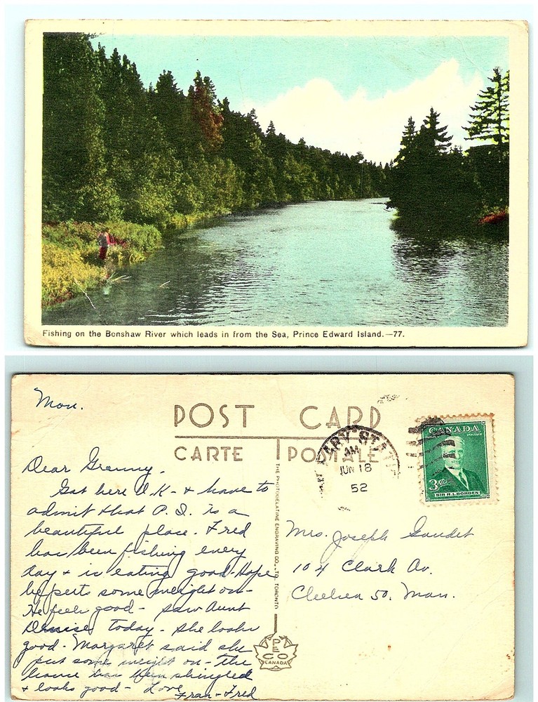 S02-3647, Bonchaw River, Prince Edward Island, Canada 1952 To Mass., Usa.