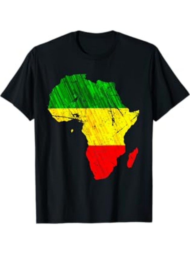 Africa Map Reggae Rasta Tshirt Green Yellow Red Africa Pride T-Shirt