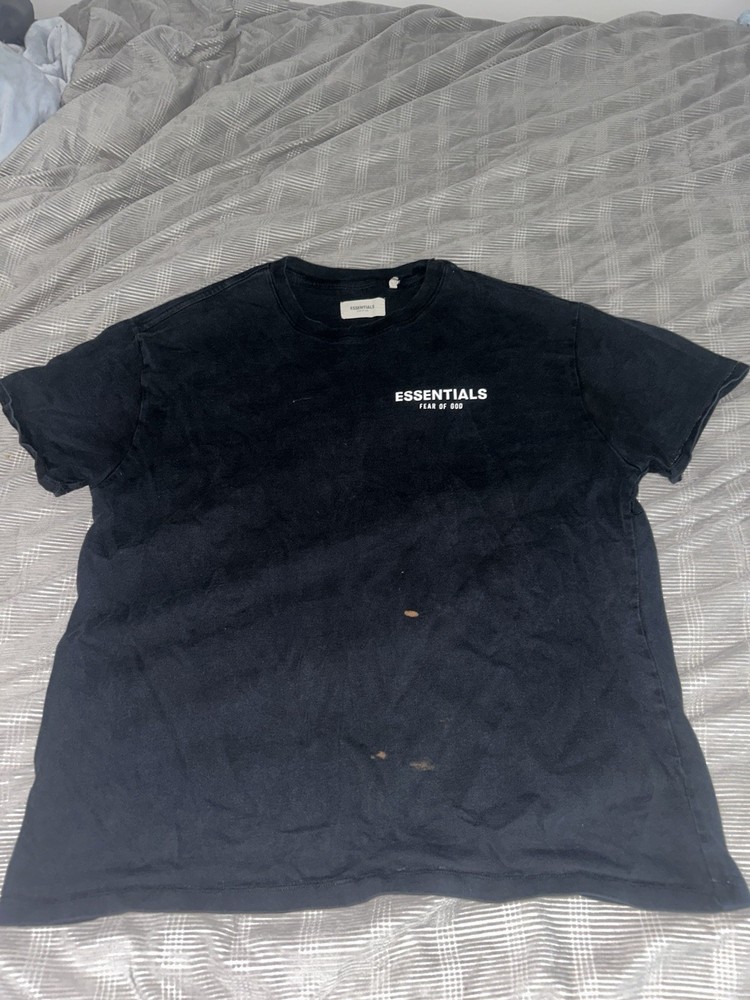Fear of God Essentials Black Cotton Jersey Logo Short Sleeve Crew Neck T-Shirt