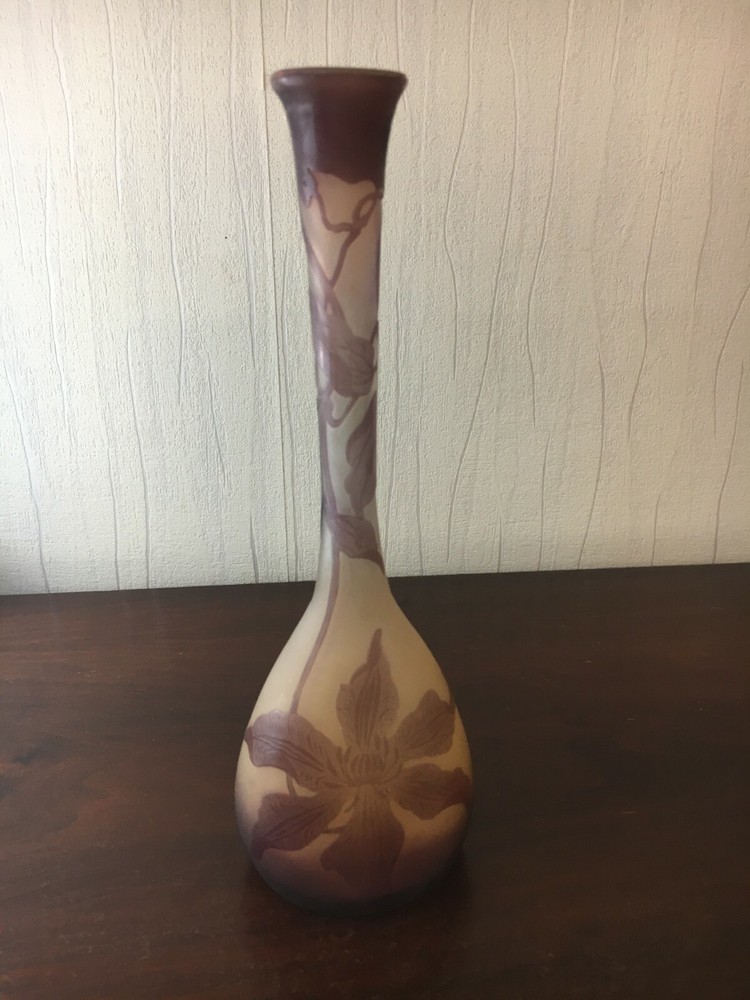 Signed Gallé Soliflore Vase H: 27 cm
