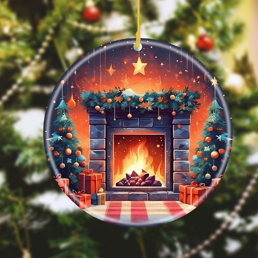 Custom Text Name personalized Image Ceramic Holiday Ornament Christmas Accents