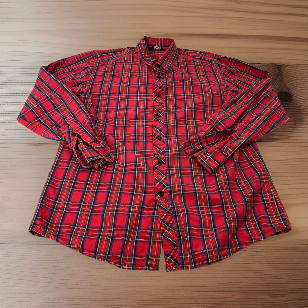 PJ Paul Jones Mens M Medium Red Plaid Long Sleeve Lightweight Button Down Shirt